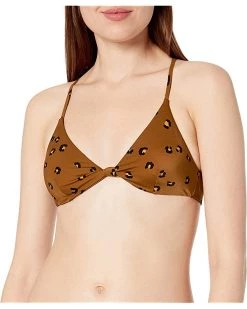 RVCA Swimwear Women's Standard Chitah Knot Crossback Bikini Top