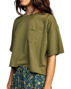 RVCA Shirts & Tops Women's PTC Cropped Pigment Dye Short Sleeve Tee Shirt